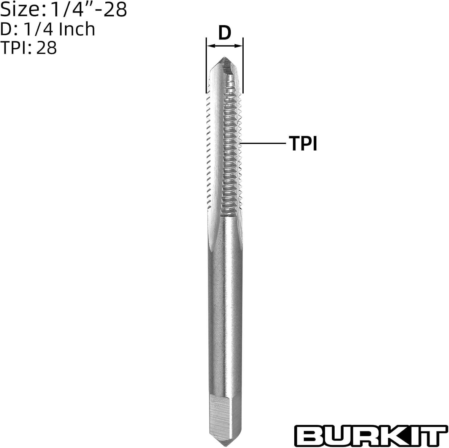 2Pcs 1/4″-28 UNF Thread Tap Right Hand, HSS 1/4 X 28 UNF Straight Fluted Machine