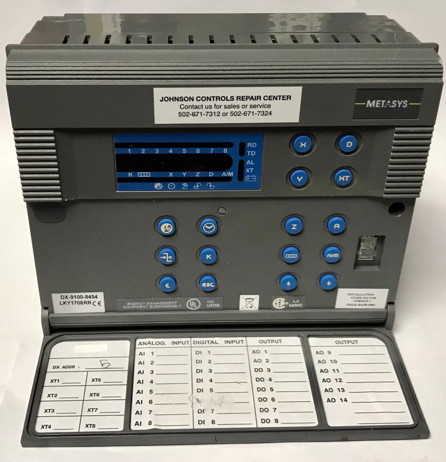 JOHNSON CONTROLS DX 9100 8454 METASYS Extended Digital Controller DX-9100