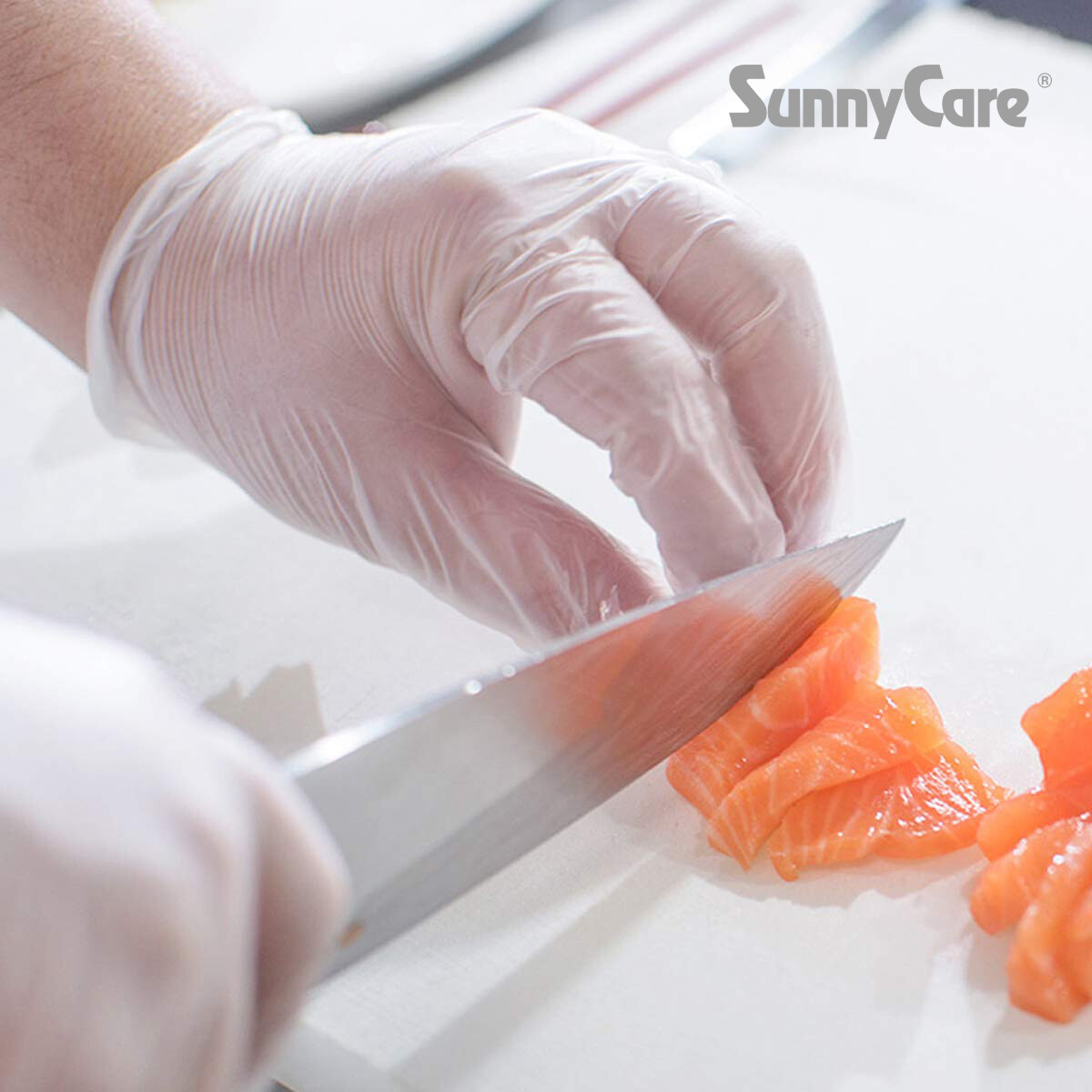 100 SunnyCare Powder Free Vinyl Gloves Food Service (Latex Nitrile Free) 🔥 M