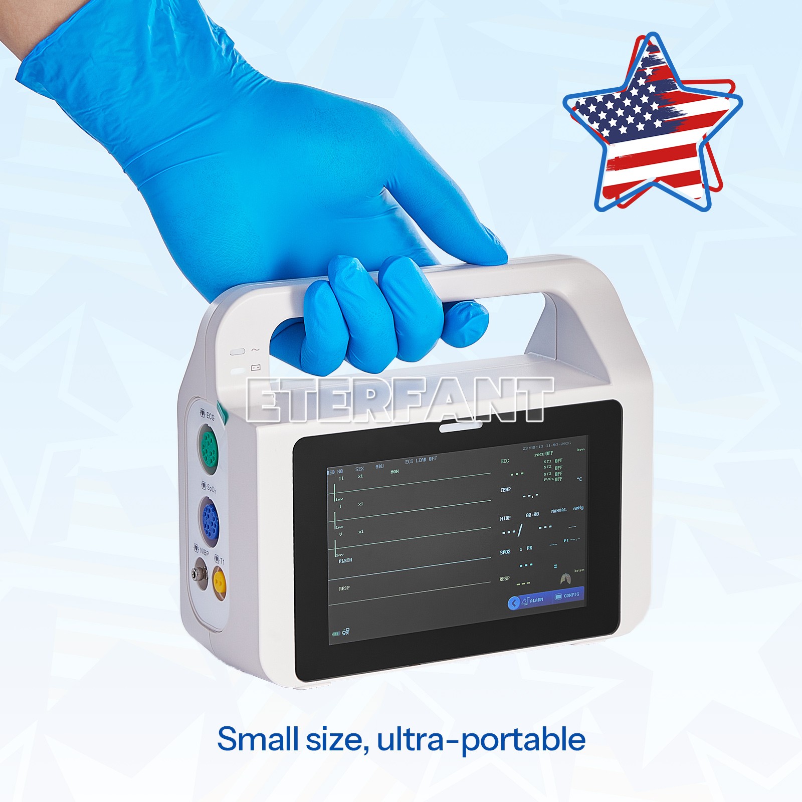 5 inch Touch Screen Multi-parameter Patient Monitor ECG RESP TEMP NIBP SPO2 PR
