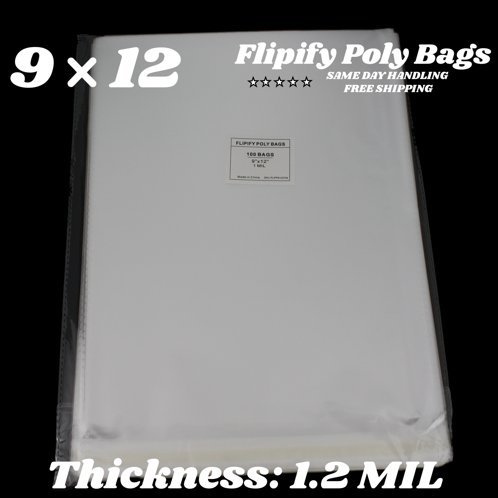 9×12 Clear Resealable T-Shirt/Apparel Self Seal Cello Lip Tape Poly Plastic bags