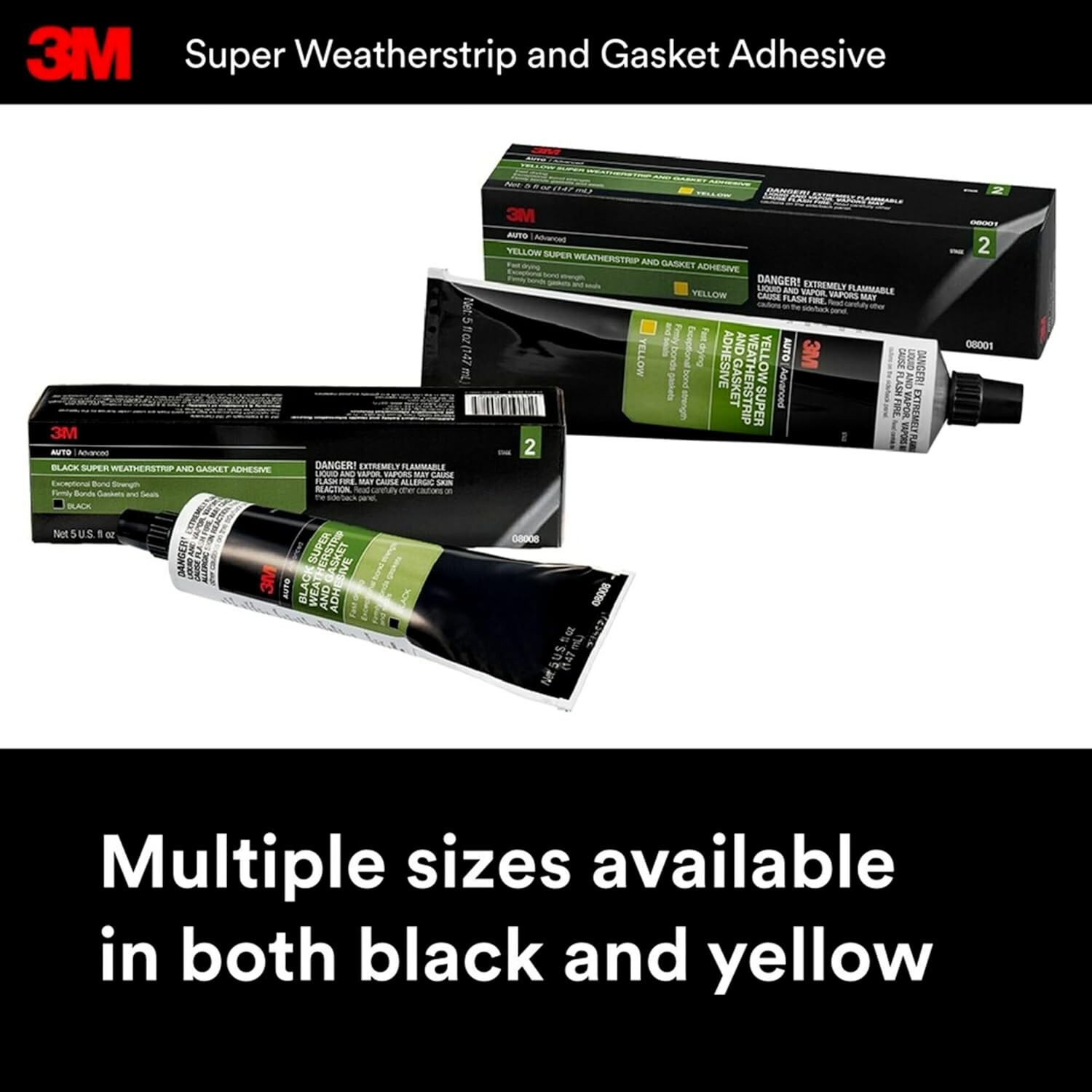 Black Super Weatherstrip and Gasket Adhesive, 08008, 5 fl oz, 1 Per Pack