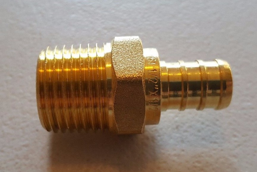5) 1/2″ PEX X 1/2″MALE NPT THREADED ADAPTER, PEX B CRIMP FITTING LEAD FREE BRASS