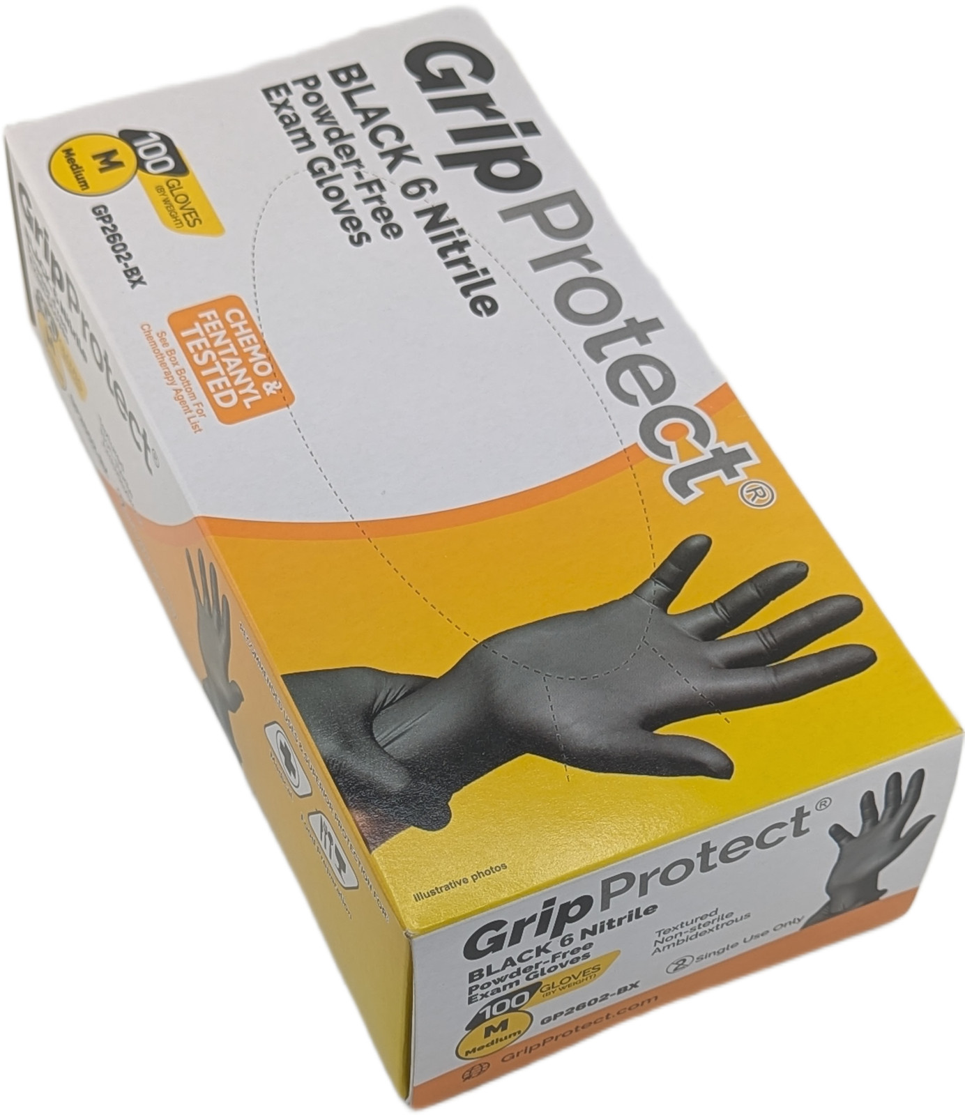 6 Mil BLACK Nitrile Powder-Free Exam Gloves Box of 100