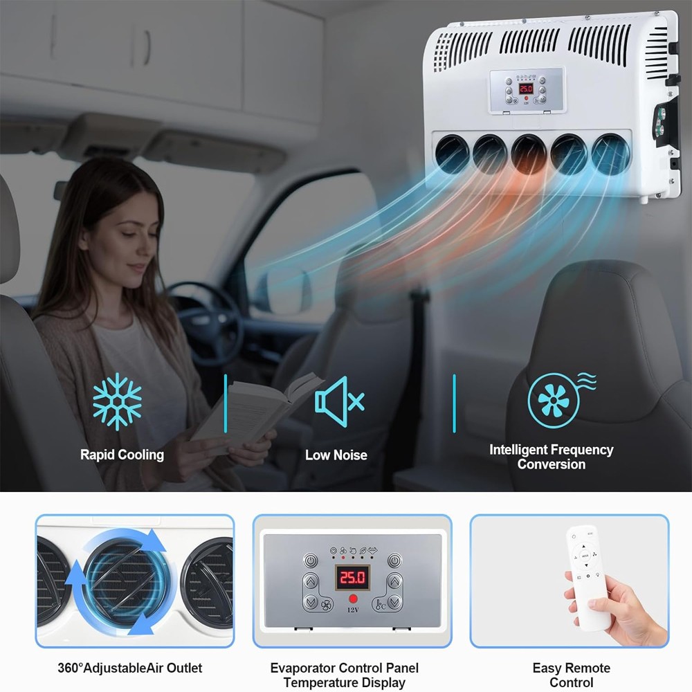 12V 11000 BTU Truck Air Conditioner Split AC Fits Semi Trucks Bus RV Caravan