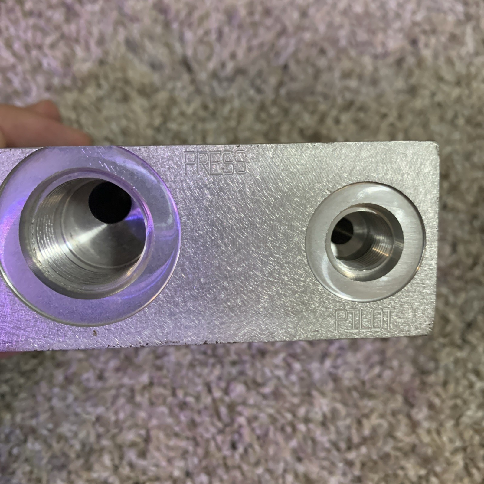 Aluminum Hydraulic Manifold Block, Multiple Threaded Ports, Machined Metal