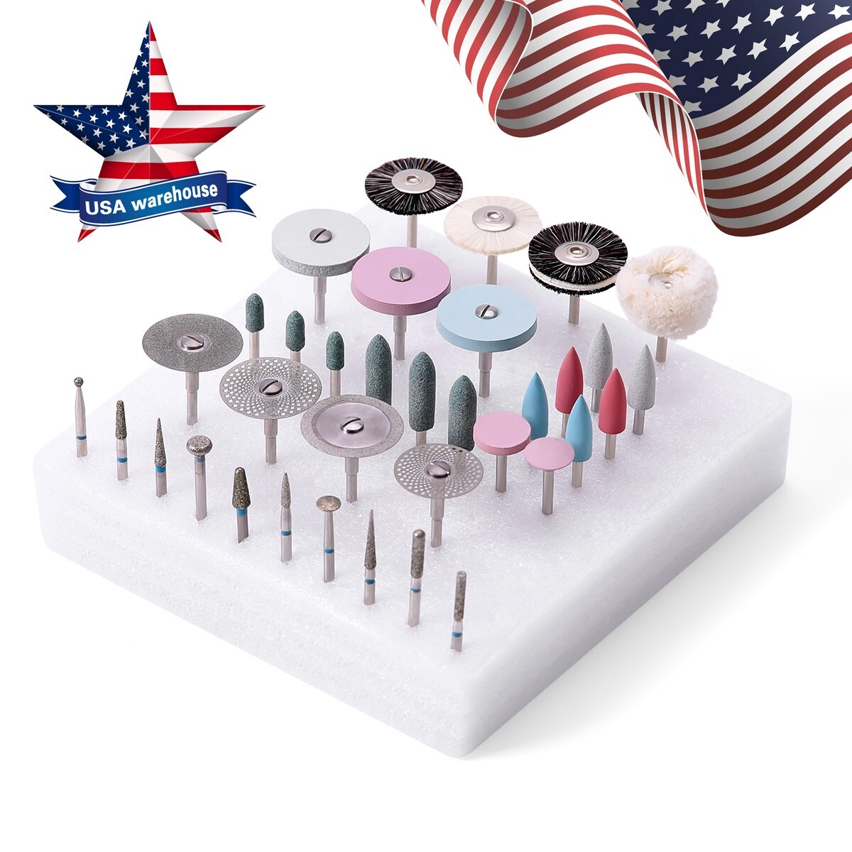 35Pcs Dental Lab Polishing Kit For Ceramics Porcelain HP 2.35mm Handpiece Burs