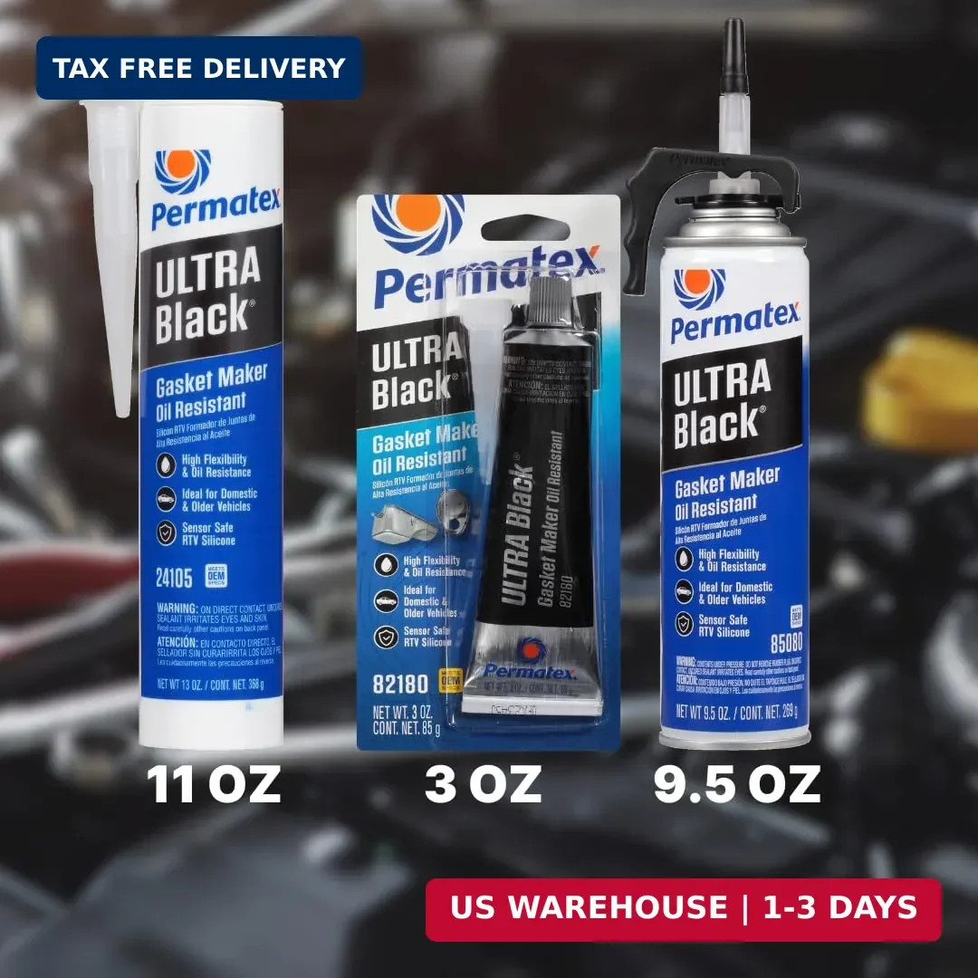 3oz Ultra Black RTV Silicone Gasket Maker Oil Resistant Sensor Safe Sealant