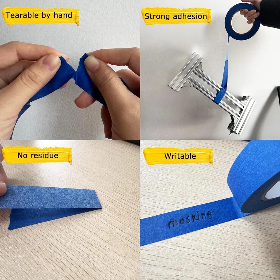 4 Rolls Blue Painters Tape, Masking Tape, Painter’S Tape, Painting Tape with Mul