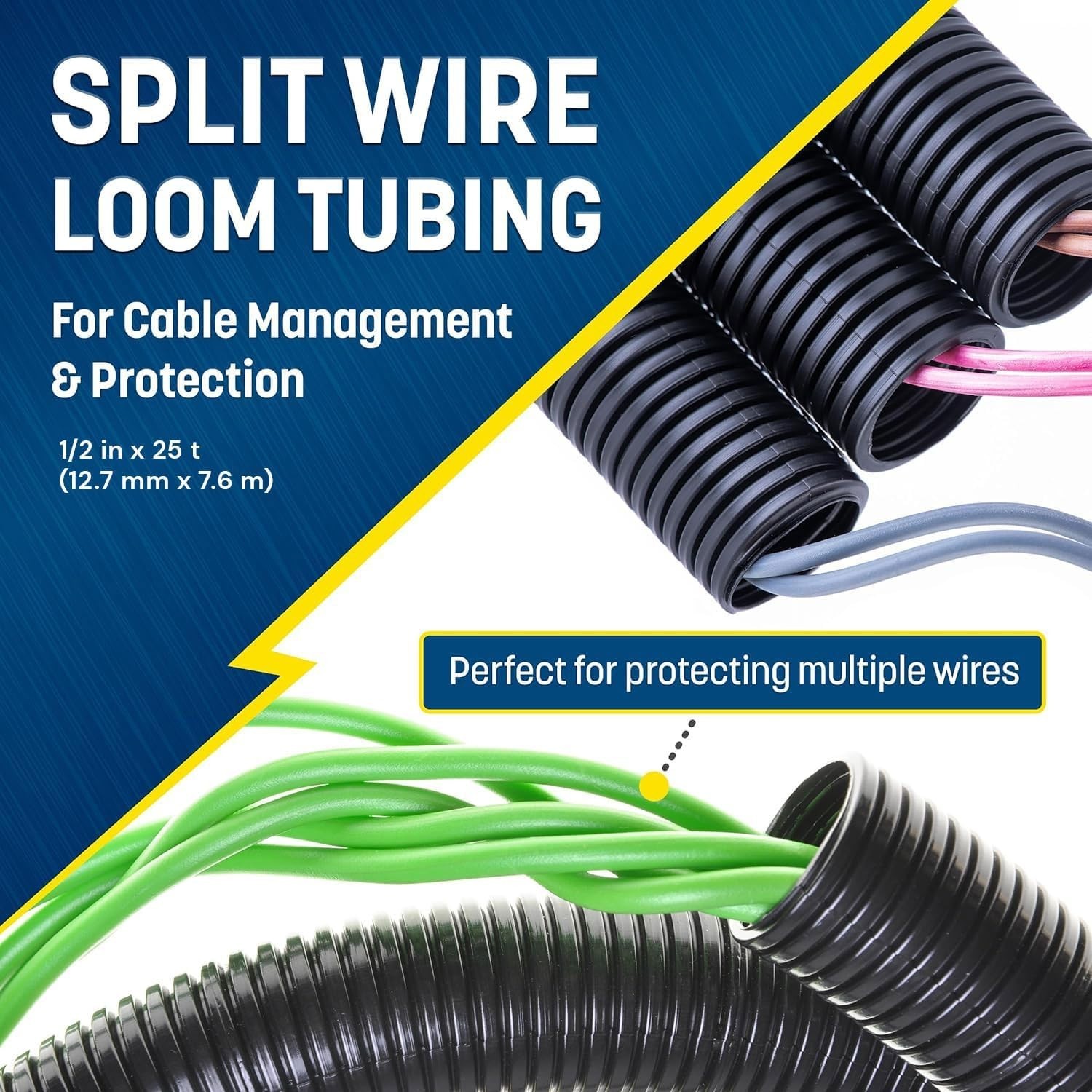 Ribbed 1/2” x 25ft Wire Protection Loom – Suitable for Indoor and Outdoor Use