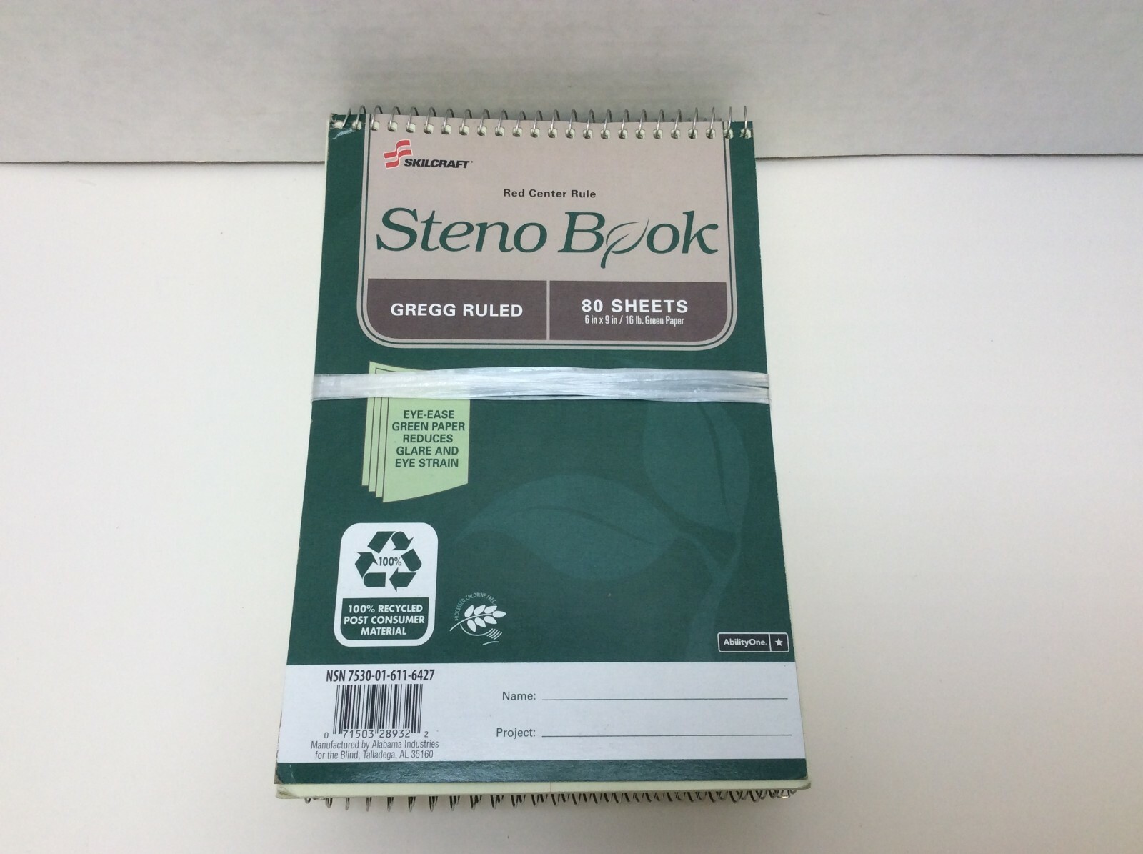 SKILCRAFT 100% Recycled Steno Books, 6×9 In, 80 Sheets/Pad 6/Pads, Free Shipping