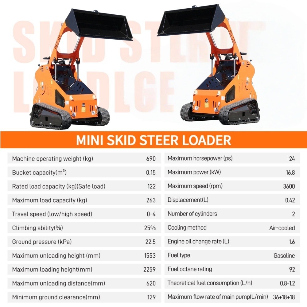 Brand New Mini Tracked Skid Steer Loader with Runtong Engine USA Stock