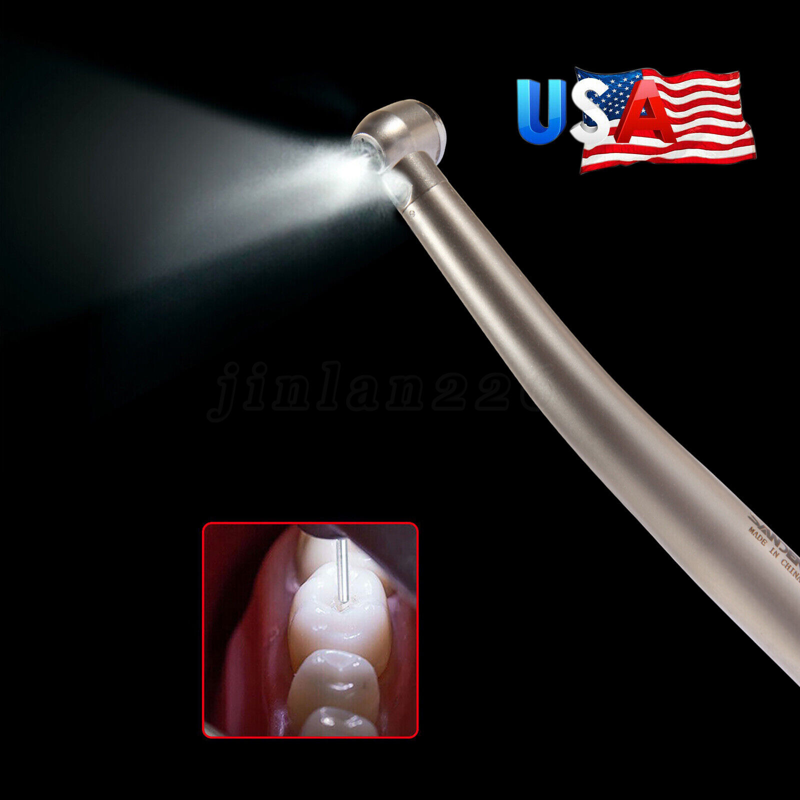 Pieza de mano LED turbina alta velocidad fibra óptica dental estilo NSK 2 Holes
