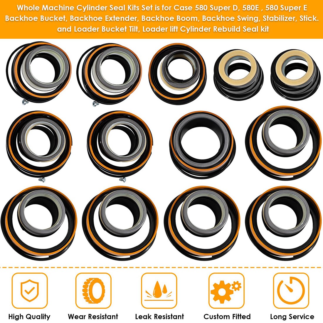 For Case 580C 580SE 580SD Whole Machine Seal Kit Backhoe Hydraulic Cylinder Seal