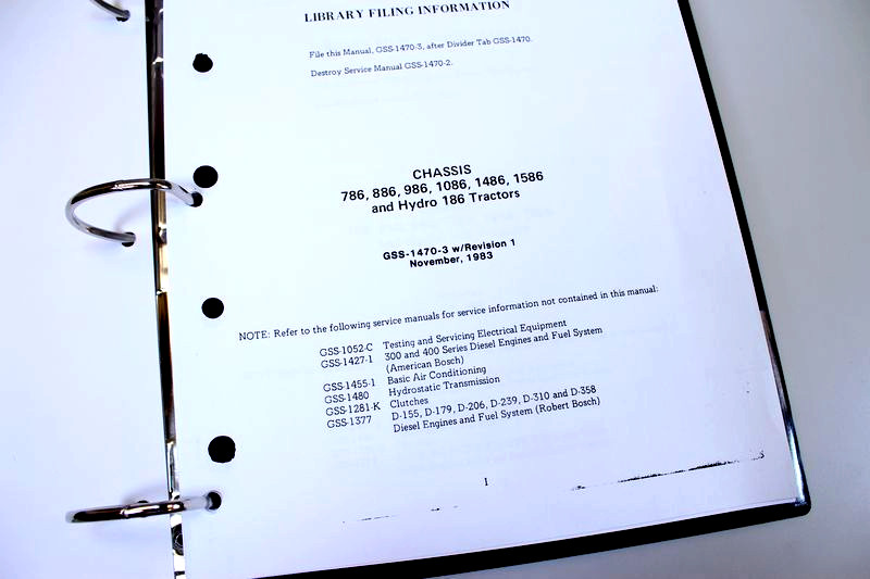 International 986 1086 1486 Tractor Service Parts Operators Manual Repair Set