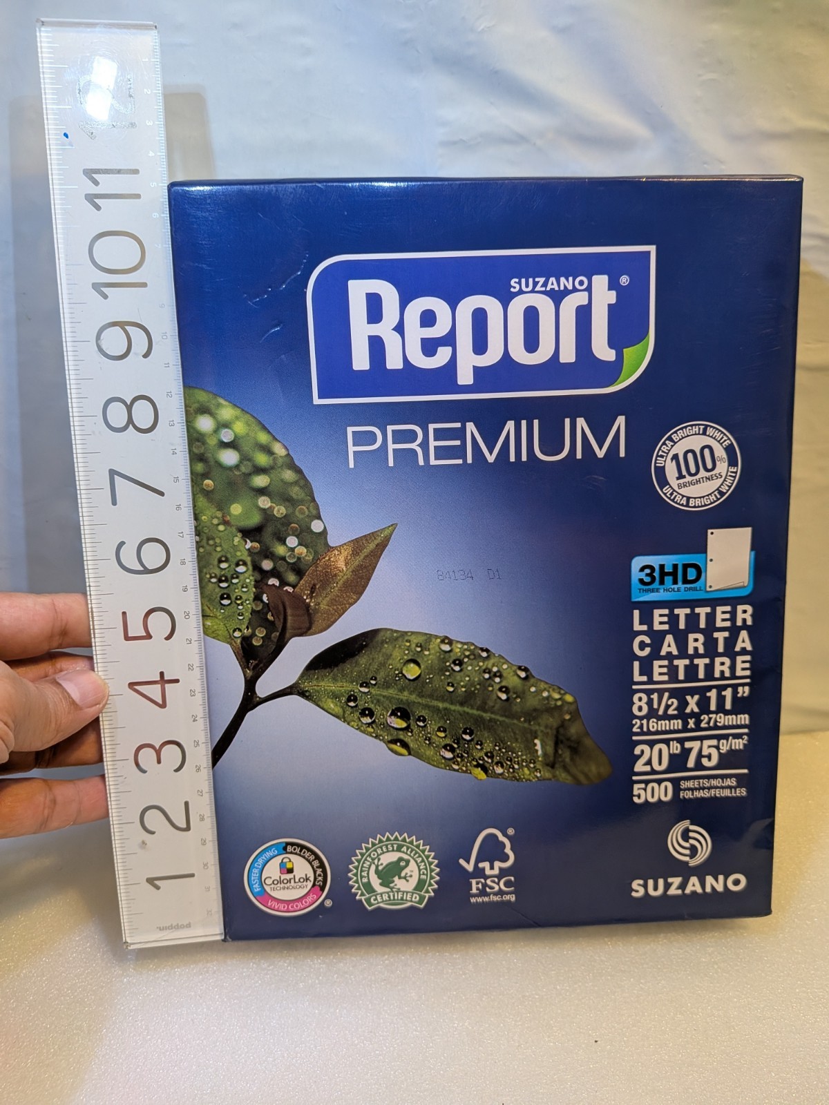 Suzano Report Premium 3HD 3-Hole Punched Copy Paper 8.5×11 20lb 500 Sheets
