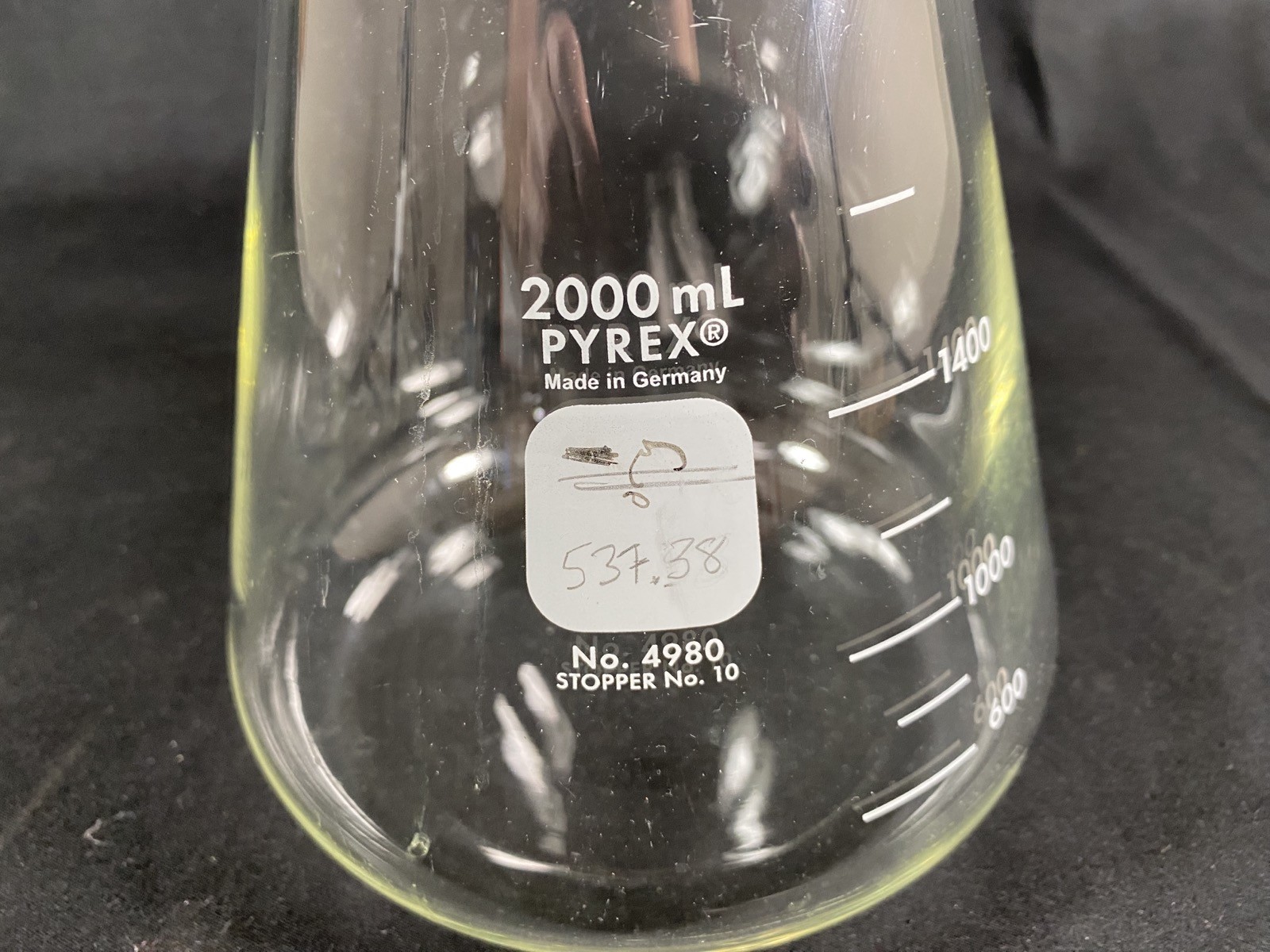 PYREX 2000mL Narrow Mouth Graduated Heavy Duty Rim Erlenmeyer Flask 4980-2L