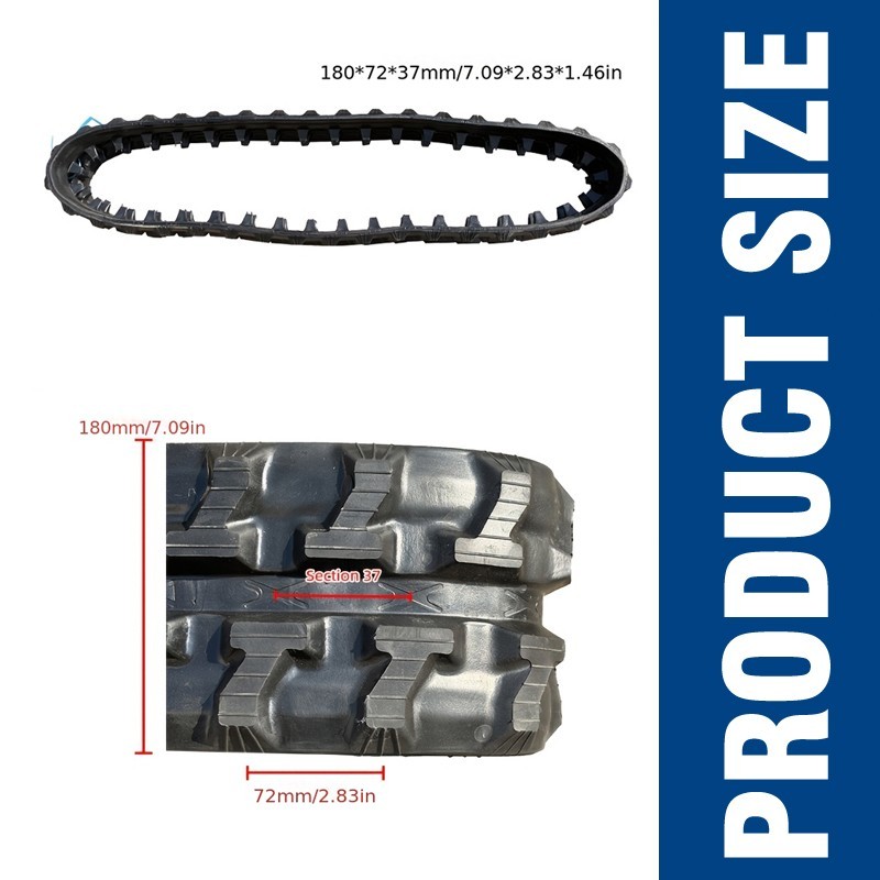 Mini excavator rubber tracks, 180×72×37 mm.Heavy Duty Replacement Crawler