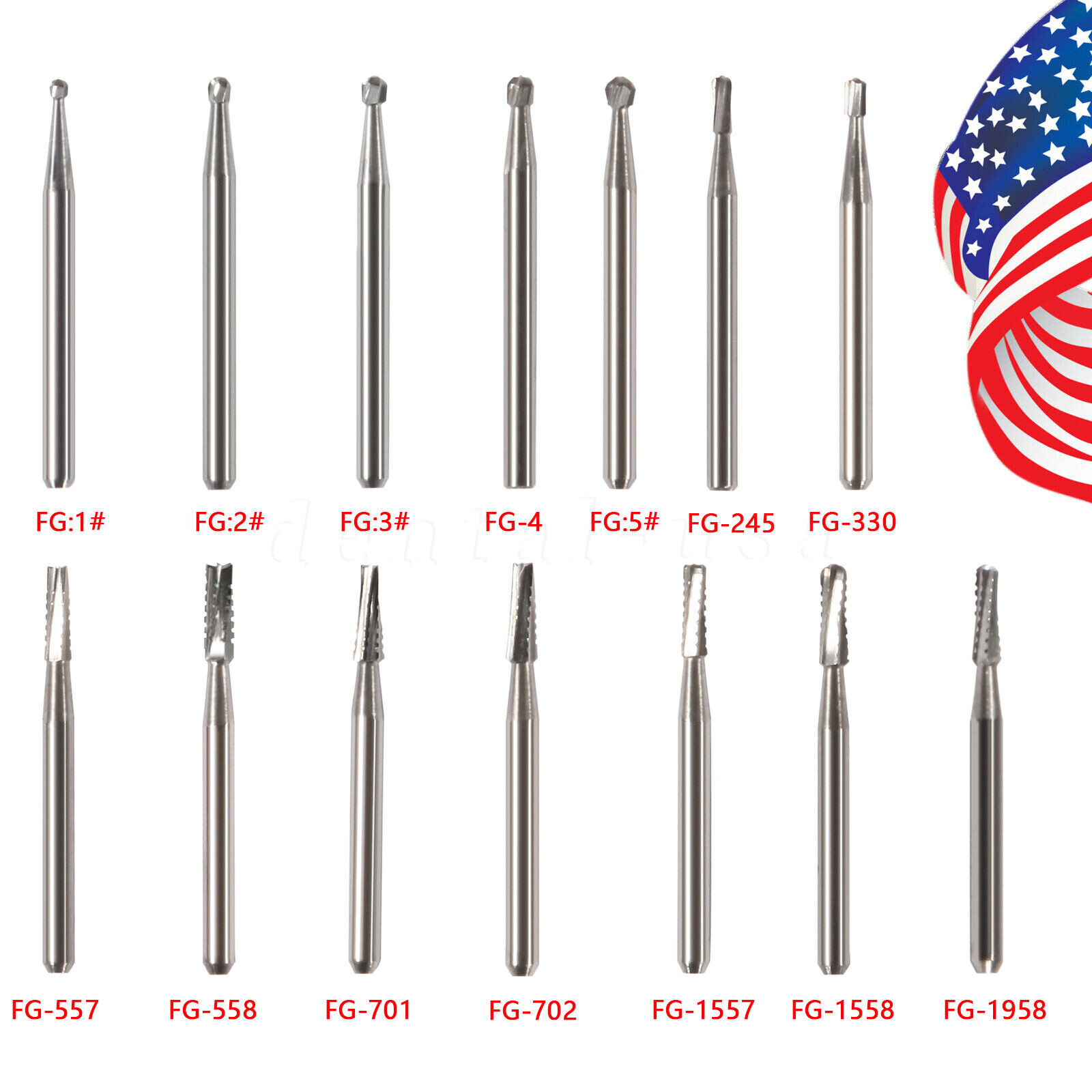 10-100pcs Dental FG Fresas de carburo tungsteno for Alta Velocidad pieza de mano