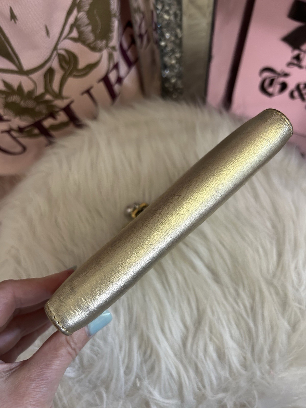 Y2K VINTAGE JUICY COUTURE METALLIC GOLD LEATHER JOURNAL DIARY RARE
