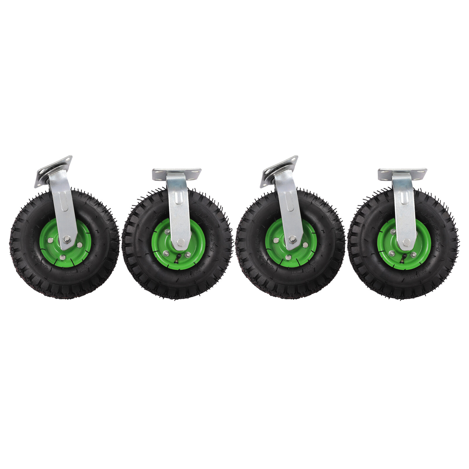4-Pack 10in Pneumatic Swivel & Rigid Cart Casters, Heavy-Duty Air Tires