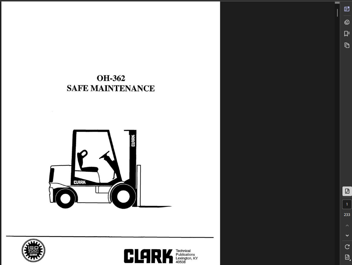 CLARK C500 Y70 FORKLIFT OPERATORS SERVICE REPAIR SHOP MANUAL PDF USB