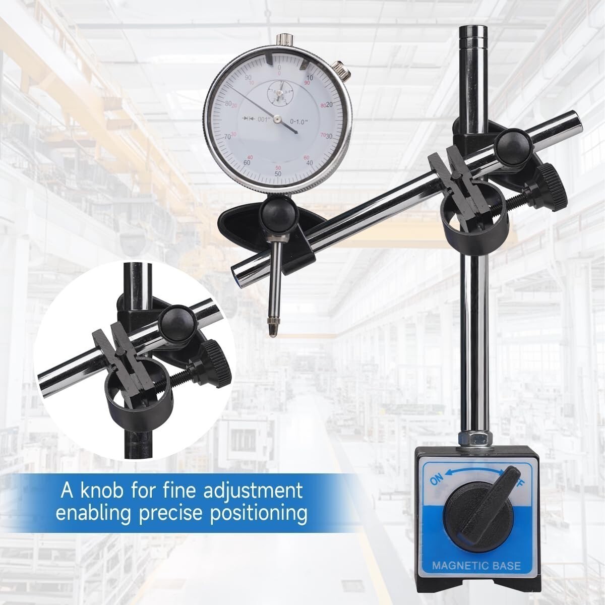 Dial Indicator with Magnetic Base 0.001″Precision Gauge Test Indicator Point Set