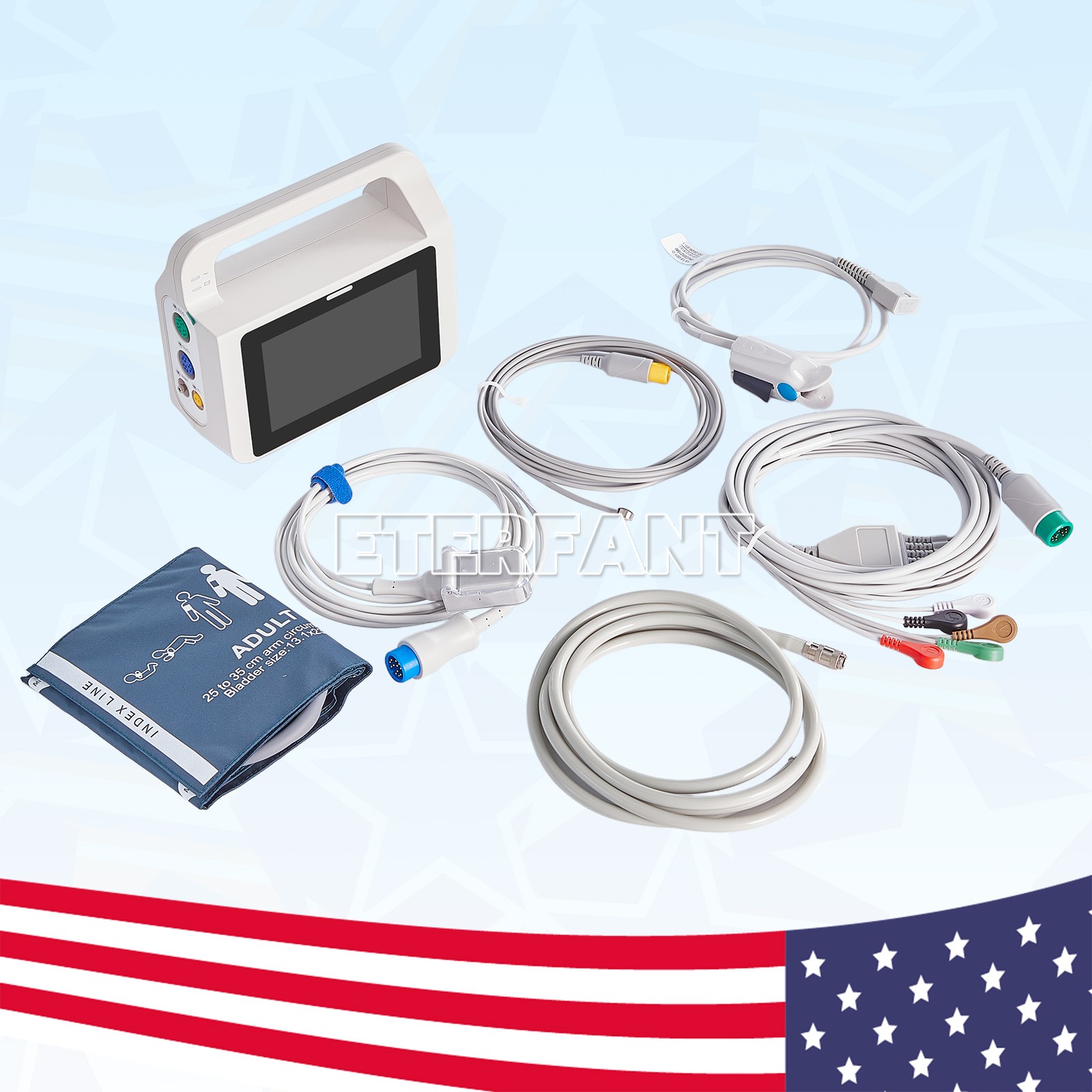 5 inch Touch Screen Multi-parameter Patient Monitor ECG RESP TEMP NIBP SPO2 PR