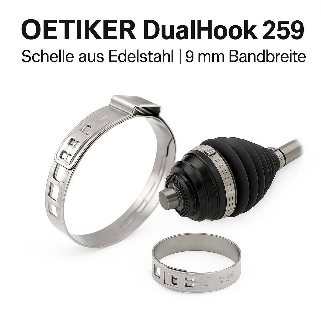 OETIKER DualHook 259 clamp stainless steel 9 mm wide for axle boot drive shaft