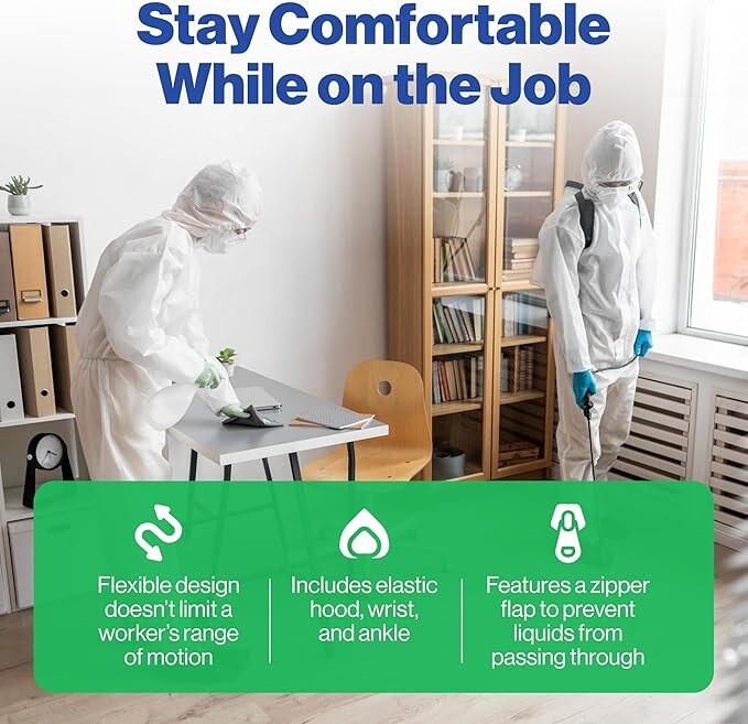 2PCS Disposable Full Body Coverall Suit Protective Isolation Coveralls