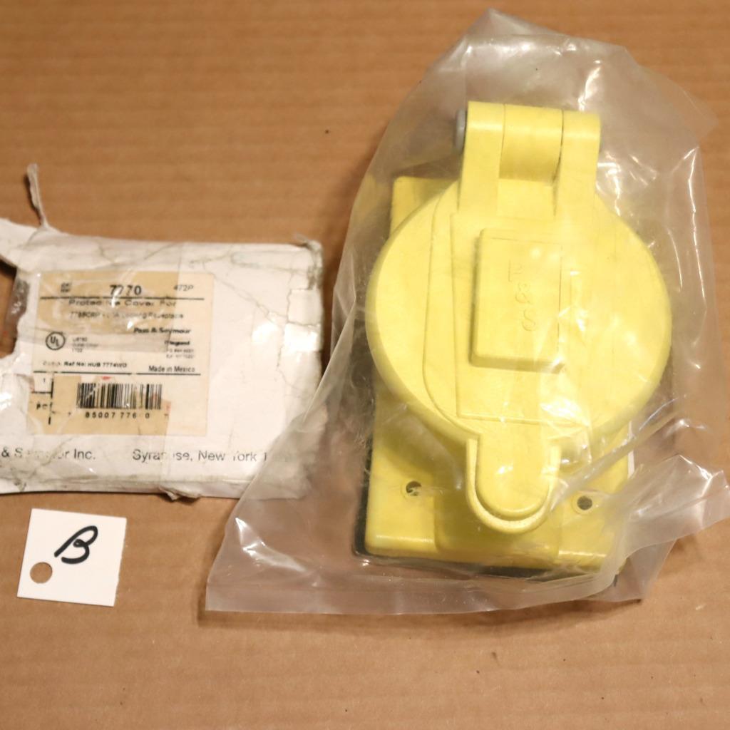 One Pass & Seymour Protective Flip Cover 7770 Yellow Plastic 774WO New No Box