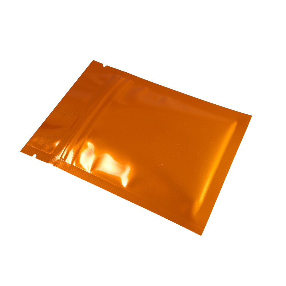 3x4in Both Sided Glossy Orange Foil Mylar Flat Zip lock Bag Wholesale O10