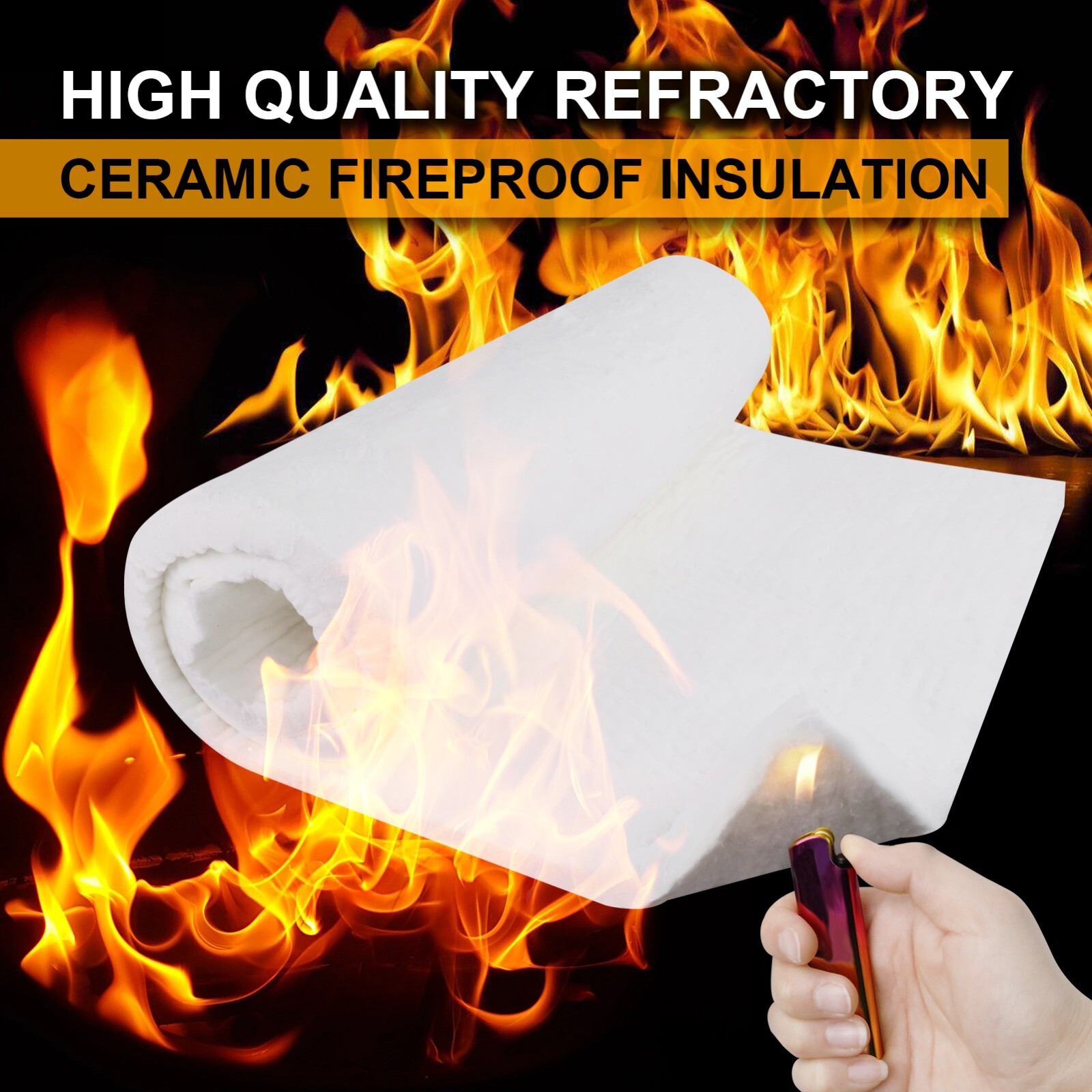 Ceramic Fiber Insulation, 1″Thick, 2600F Fireproof Insulation Blanket for Wood