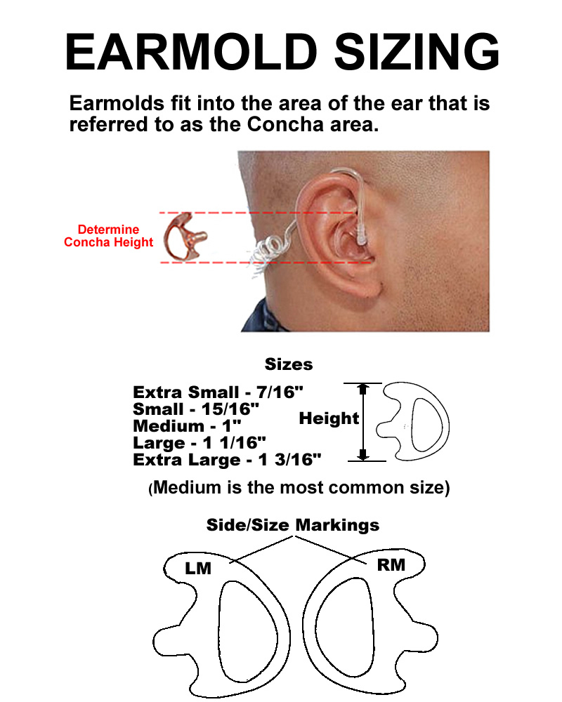 Black Replacement Extra Small Earmold Earbud One Pair Two-Way Radio Audio