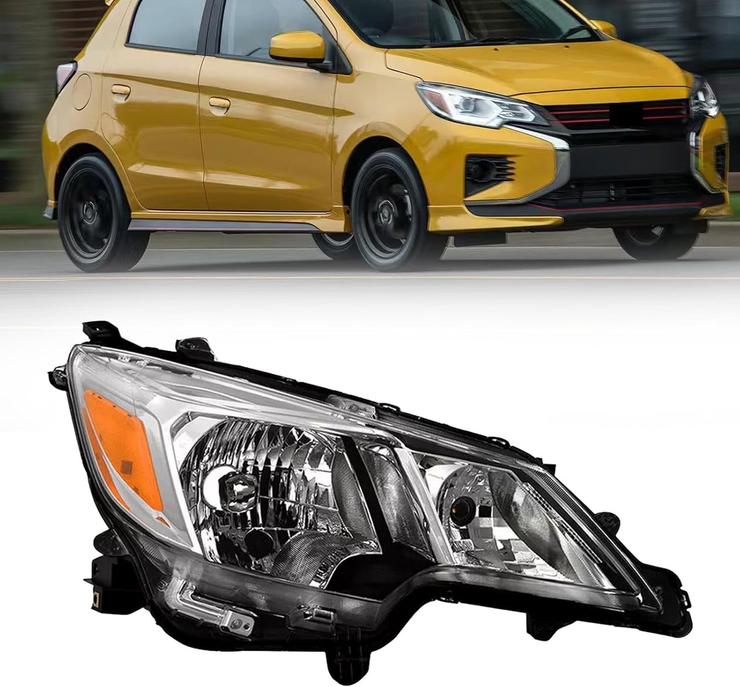 Headlights Assembly Compatible with 2021-2024 Mitsubishi Mirage/Mirage G4 Haloge