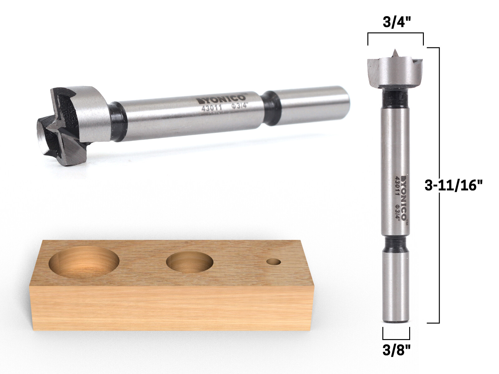 3/4″ Diameter Steel Forstner Drill Bit – 3/8″ Shank – Yonico 43011S