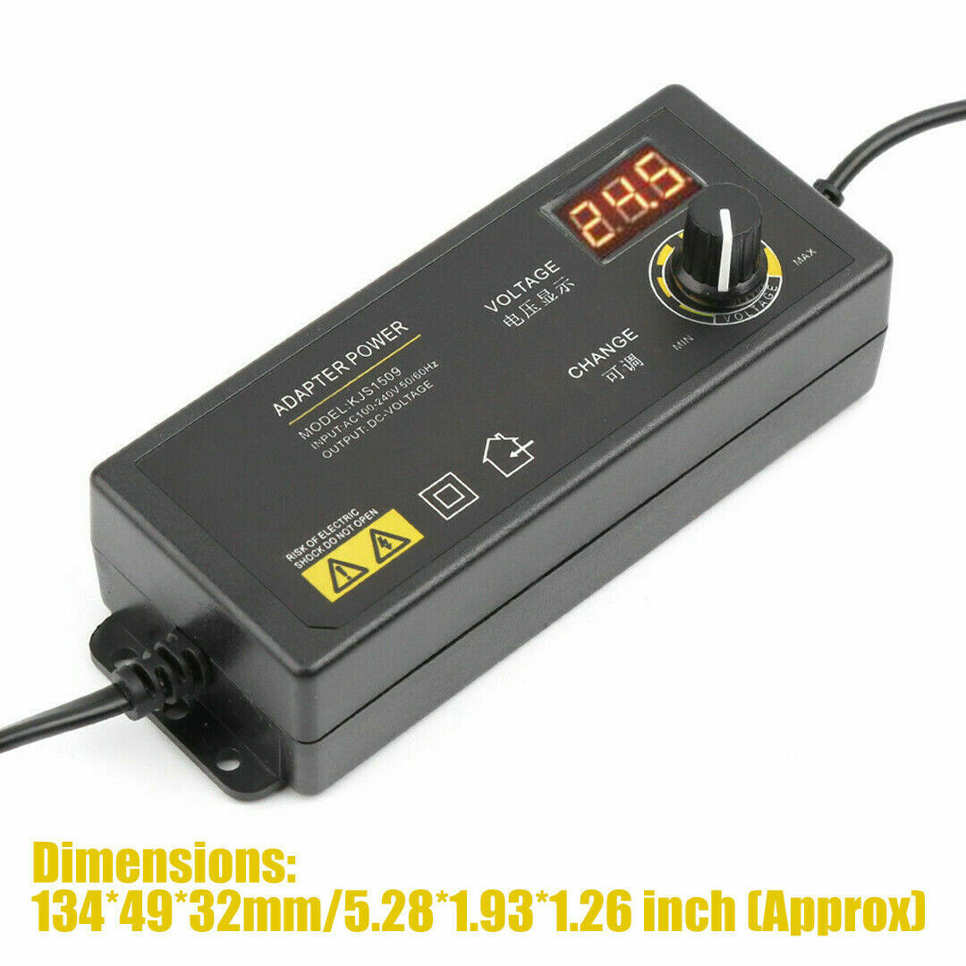 Adjustable Voltage 3 to 24V AC/DC Switch Power Supply Adapter with LED Display