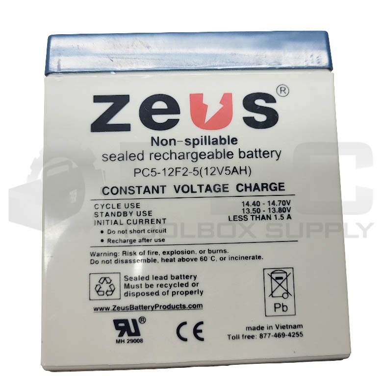 LOT OF 2 NEW ZEUS PC5-12F2-5 NON-SPILLABLE SEALED RECHARGEABLE BATTERY 12V5AH