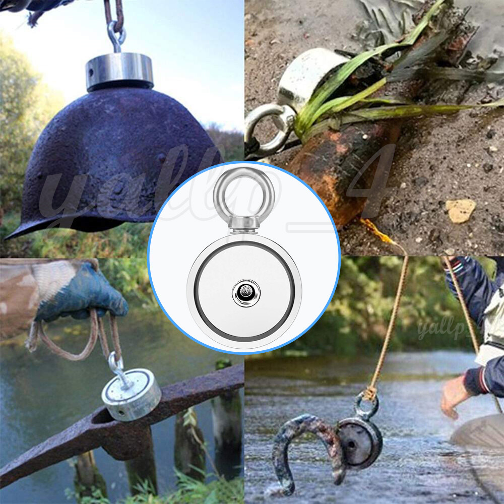700LBS Fishing Magnet Rope Kit Double Sided Strong Neodymium Searching Treasure