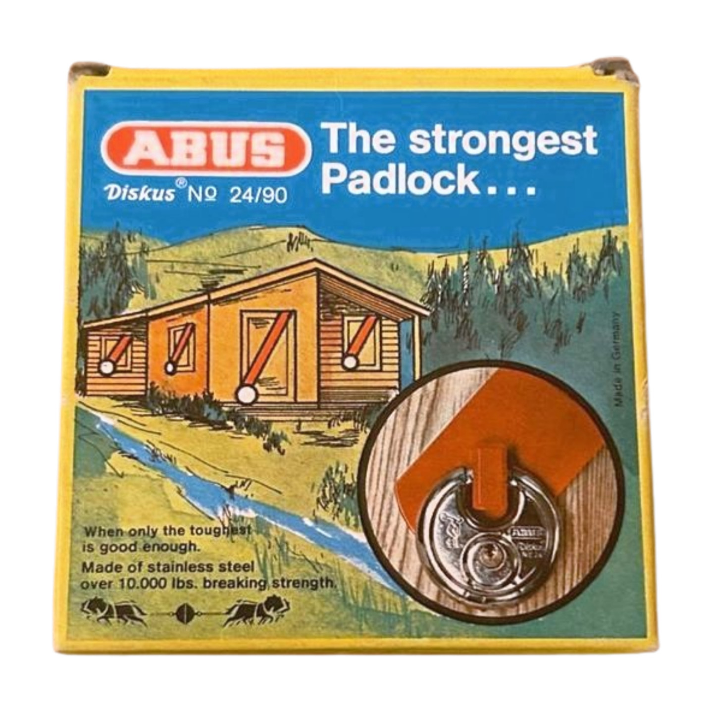 Vintage ABUS 24/90 Diskus disk padlock KD, indoor and outdoor use