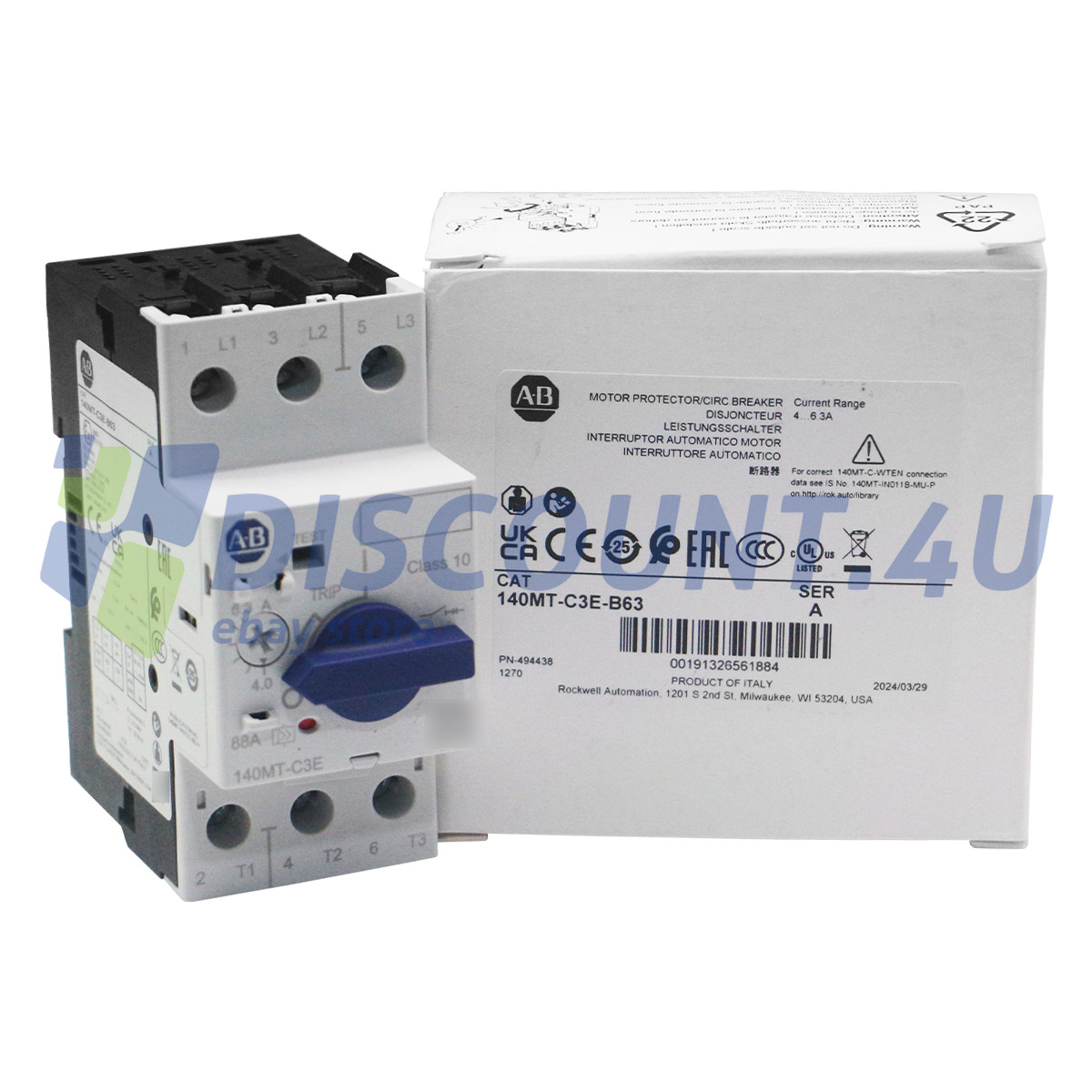 New Factory Allen Bradley 140MT-C3E-B63 Motor Protection Circuit Breaker