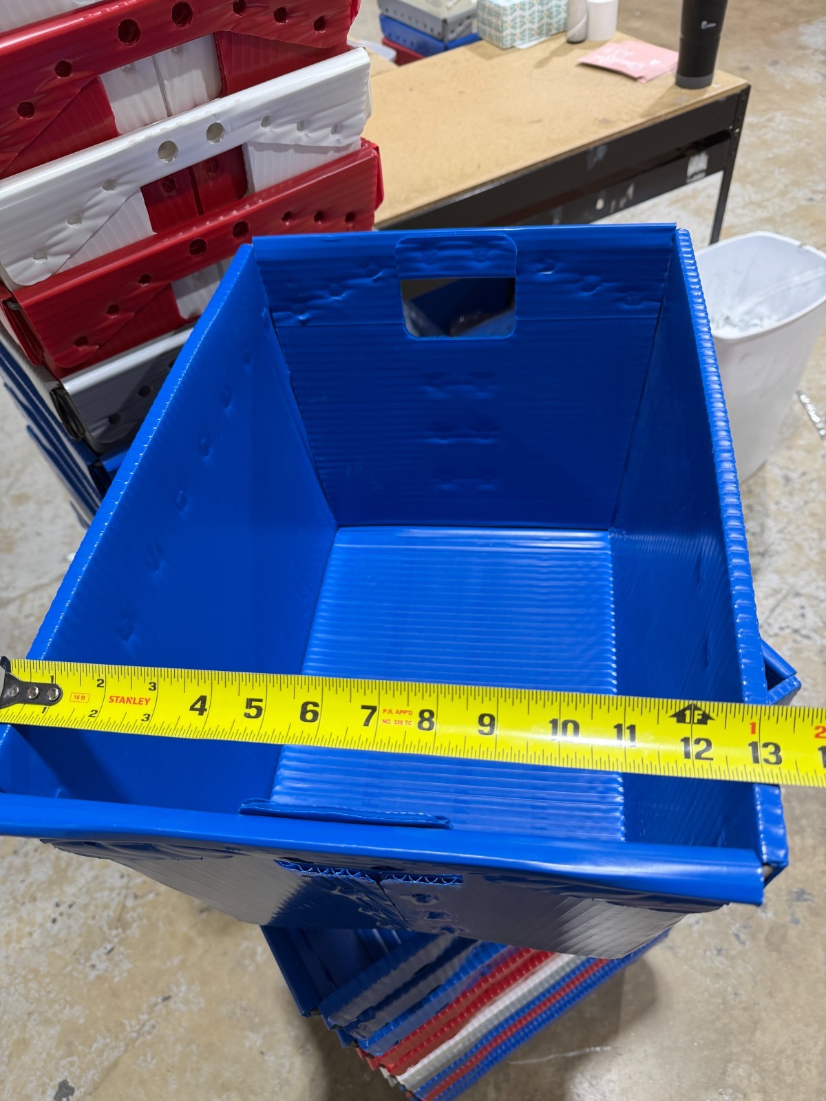 Lot of 10 Corrugated Plastic Postal Mail Type Totes Bin 18.5″L x 13.5″W x 11.5″H