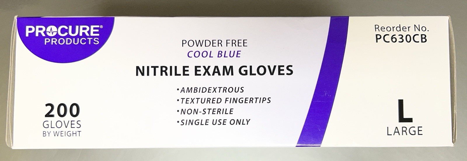 Procure Nitrile Exam Gloves #PC630CB, Powder Free, Blue, Large, 1 Box – Qty 200