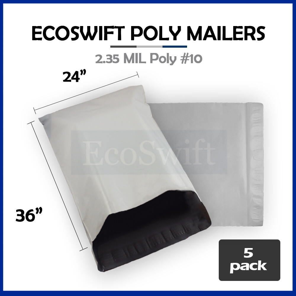 5 24×36 LARGE EcoSwift White Poly Mailers Shipping Envelopes Self Sealing Bags