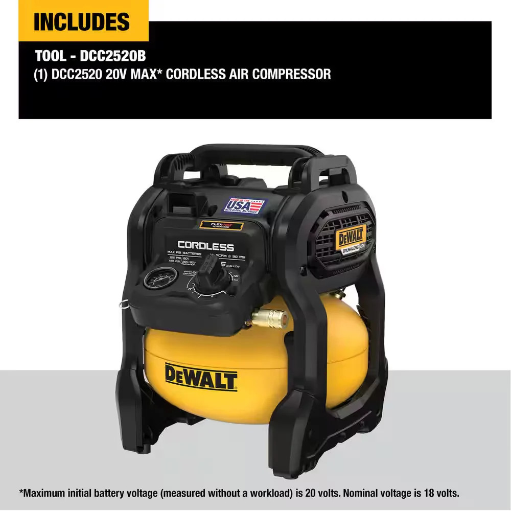 2.5 Gal. 140 Psi Portable Cordless Air Compressor FLEXVOLT Advantage (Tool Only)