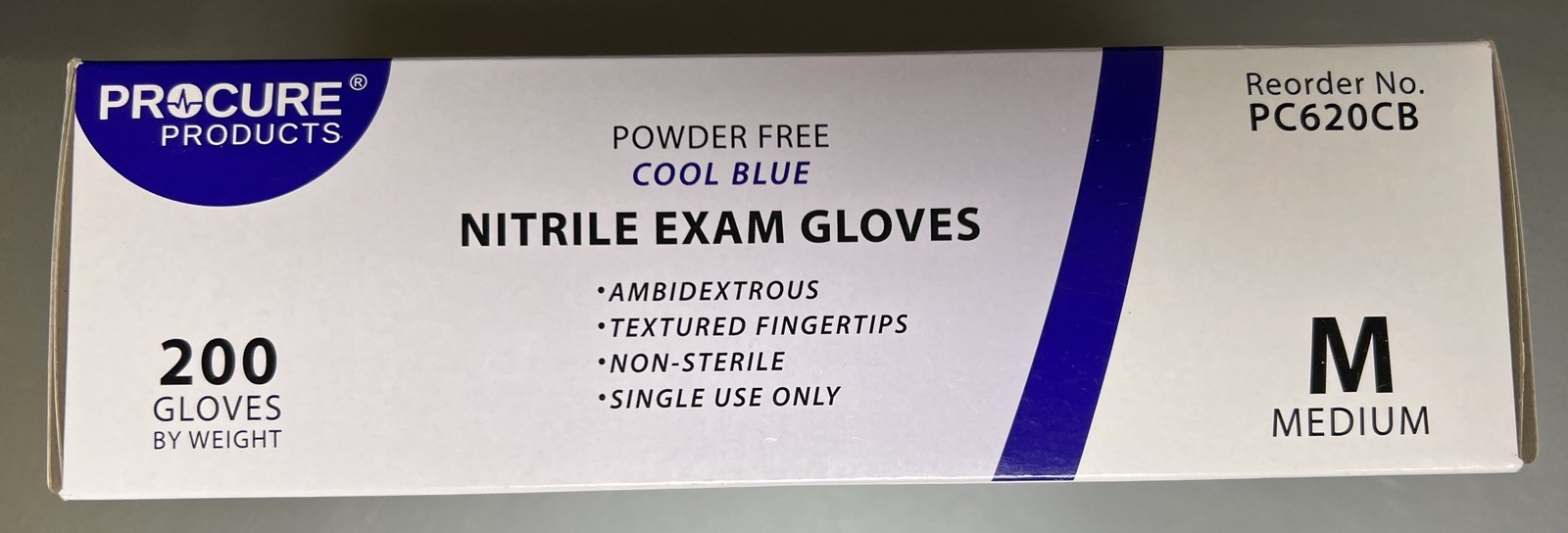 Procure Nitrile Exam Gloves #PC630CB, Powder Free, Blue, Medium, 1 Box – Qty 200