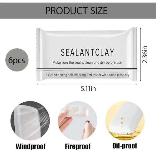 2026 Upgraded Moldable Sealant Clay, Faster Drying 6Pack Sealant Mastic, Qui..