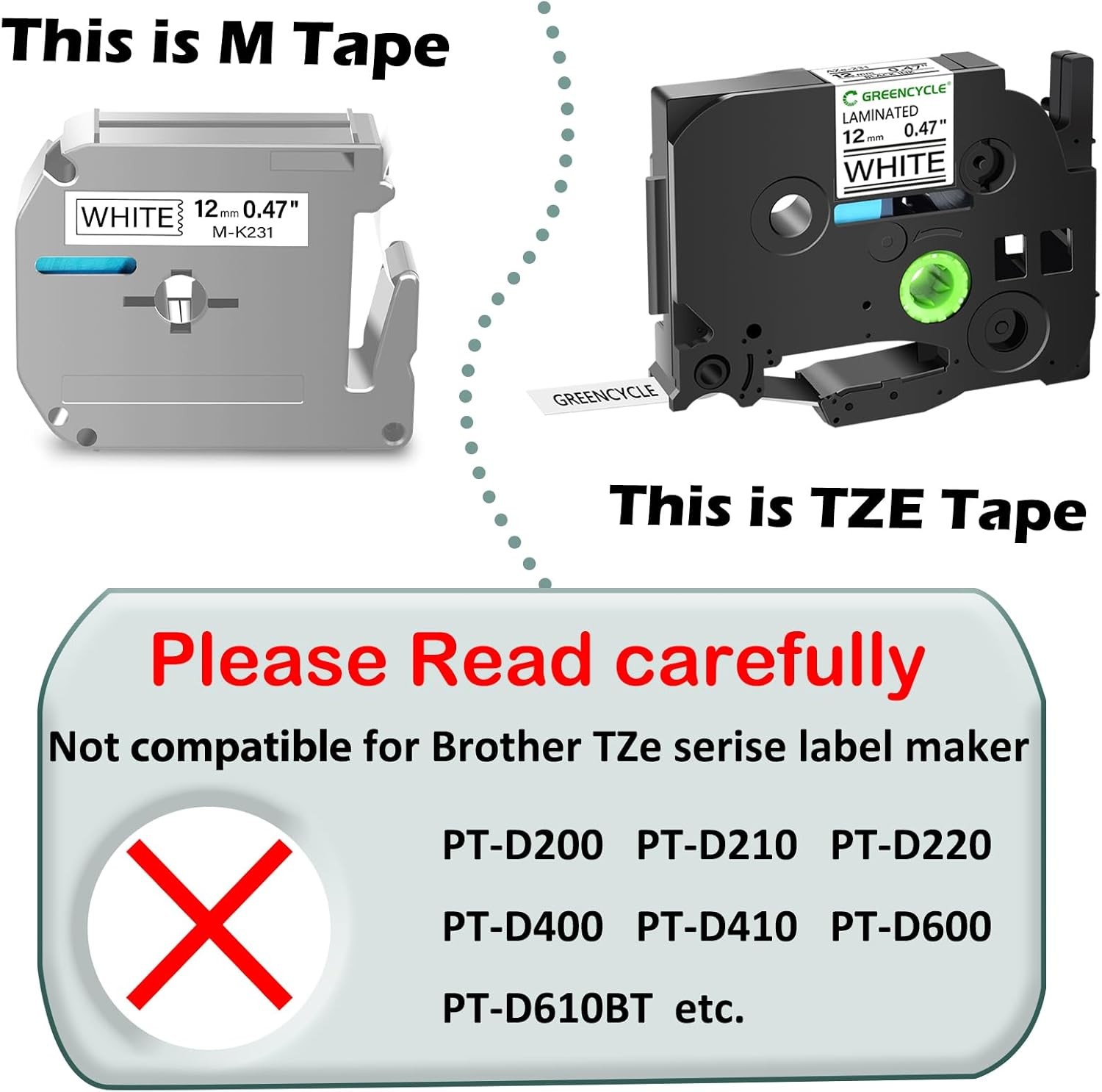 4PK M-K231 MK-231 For Brother P-Touch Label Tape 12mm Black on White PT-65 PT-85