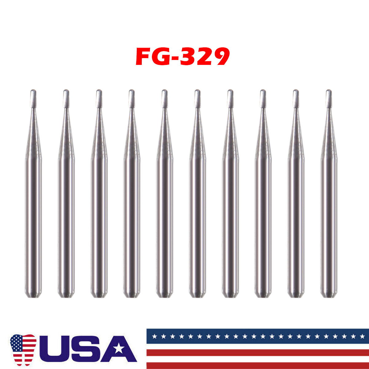 10pcs USA Dental Tungsten Carbide Cutting Burs Pear Shape FG-329 ty