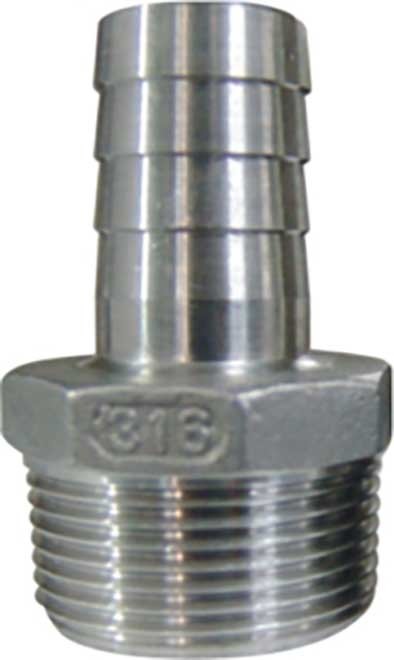 Hose Tail Barb Fitting 1/2″ Barb x 1/2″ Male NPT Stainless Steel 316